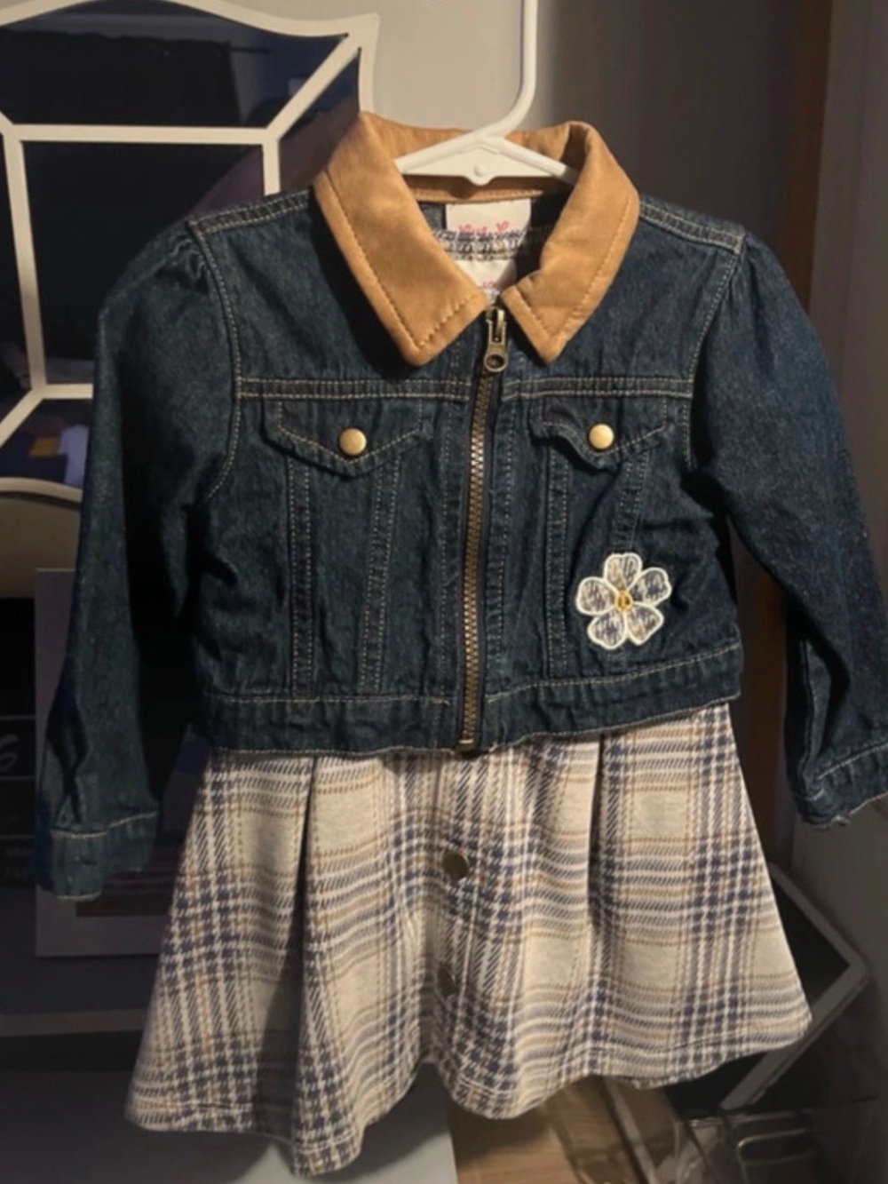 24 mos. Baby girl Plaid Dress & Denim Jacket